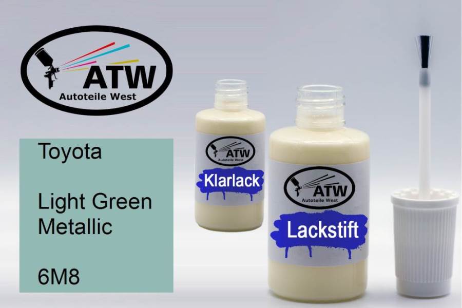 Toyota, Light Green Metallic, 6M8: 20ml Lackstift + 20ml Klarlack - Set, von ATW Autoteile West.